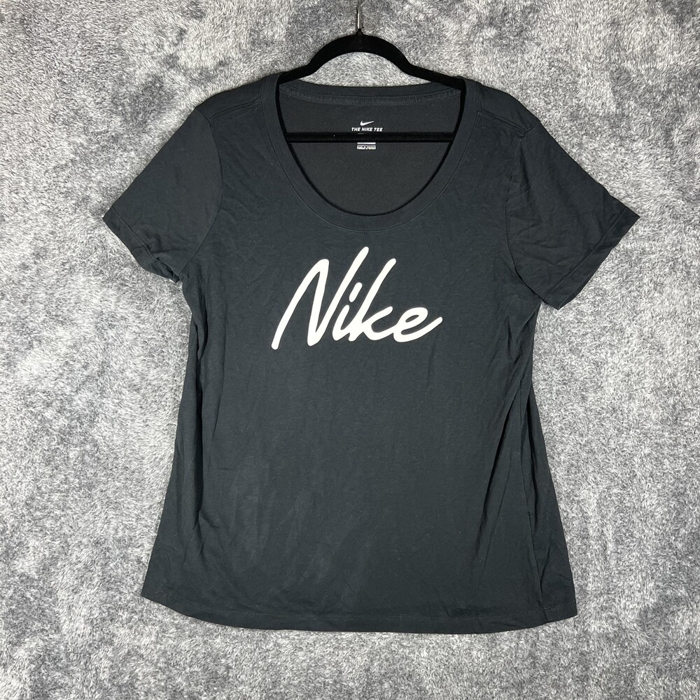 Nike Shirt Womens L Black Dri-FIT Short Sleeve Round Neck Athletic Top